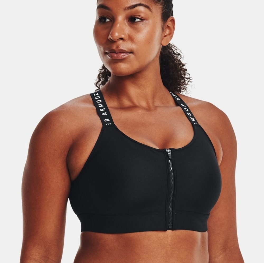 Under Armour Infinity High Zip Bra - Black/White Size XS High Support NEW!